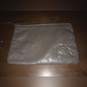 Letisse Gray Leather Clutch with Rose (Vintage)